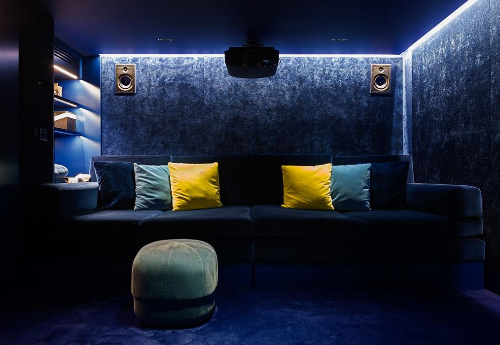 Modern luxury residential interior with home cinema